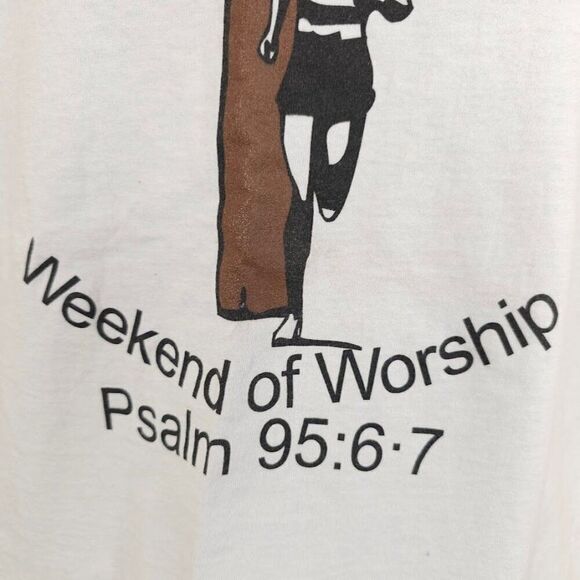 Vintage Christian T Shirt Mens Size Medium White Bible Verse Jesus Tee Running - Picture 3 of 8